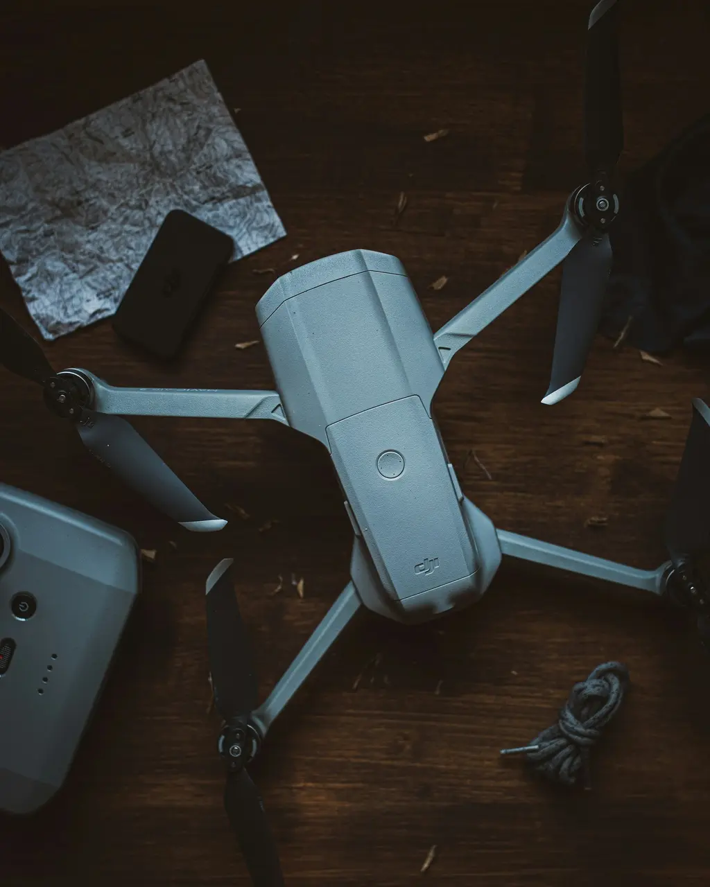 Drone equipment viewed from above